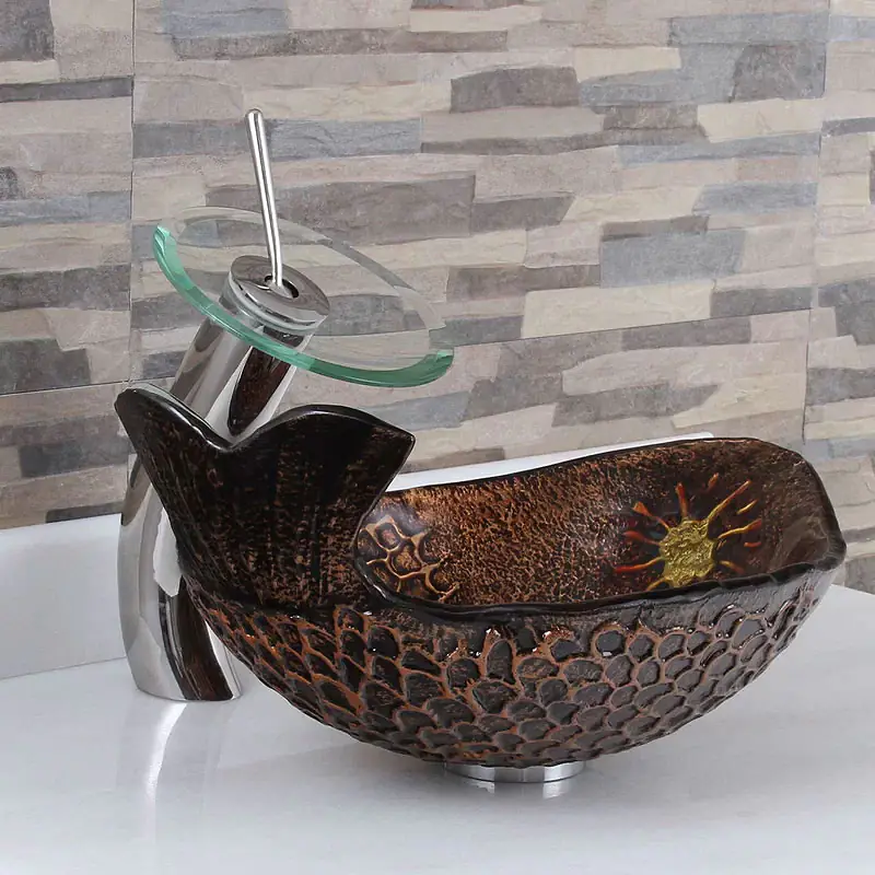Elite Glass Oval Fish Tale Vessel Bathroom Sink