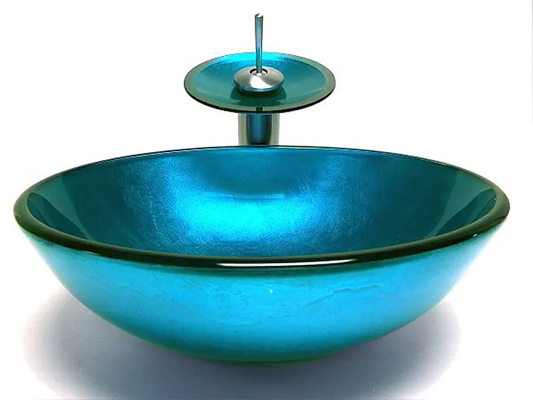 Fontana Victory Blue Glass Bowl Bathroom Sink