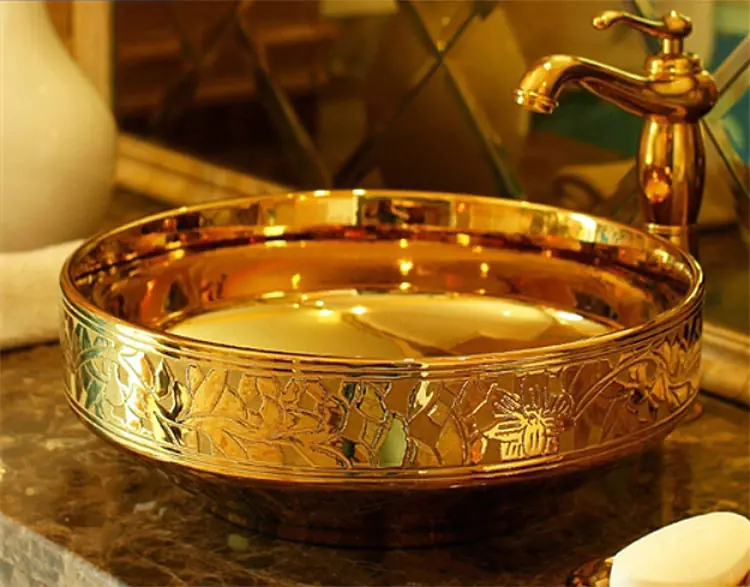Lenox Engraved Porcelain Gold Sink