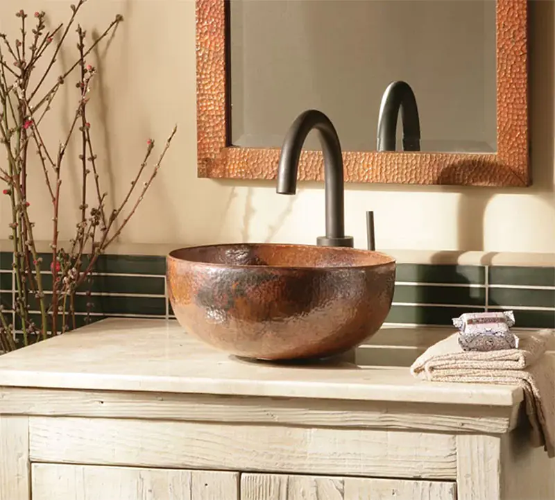 Maestro Metal Circular Copper Vessel Bathroom Sink