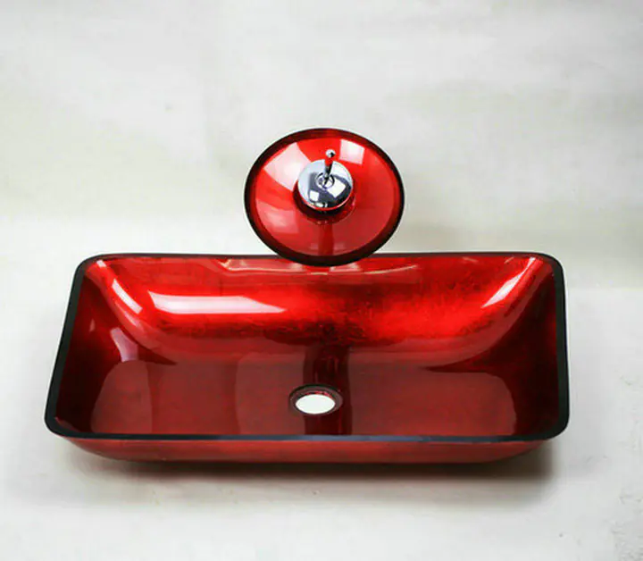 Rivera Tempered Glass Red Vessel Sink
