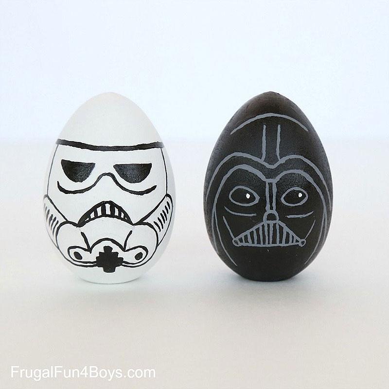 Star Wars Storm Trooper and Darth Vader Painted Easter Eggs