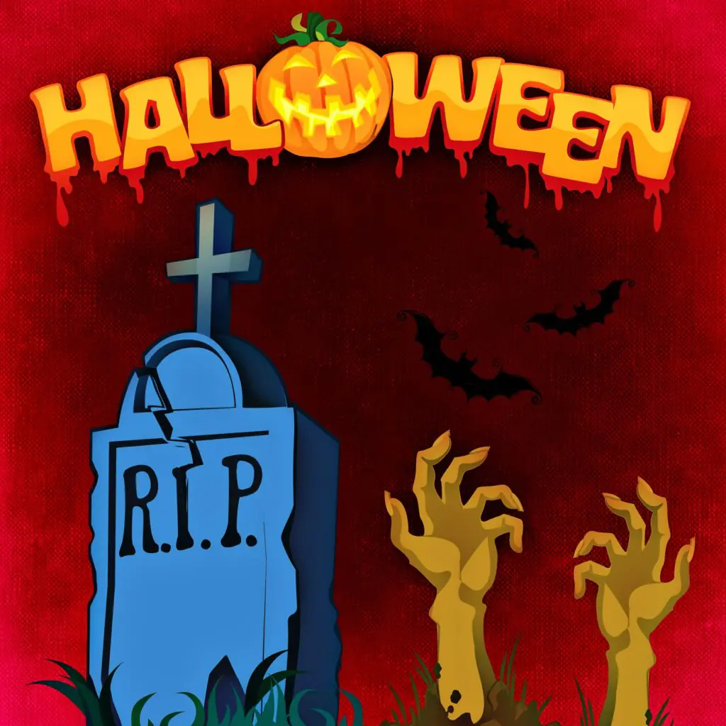 Grave With Zombie Hands Halloween Printable