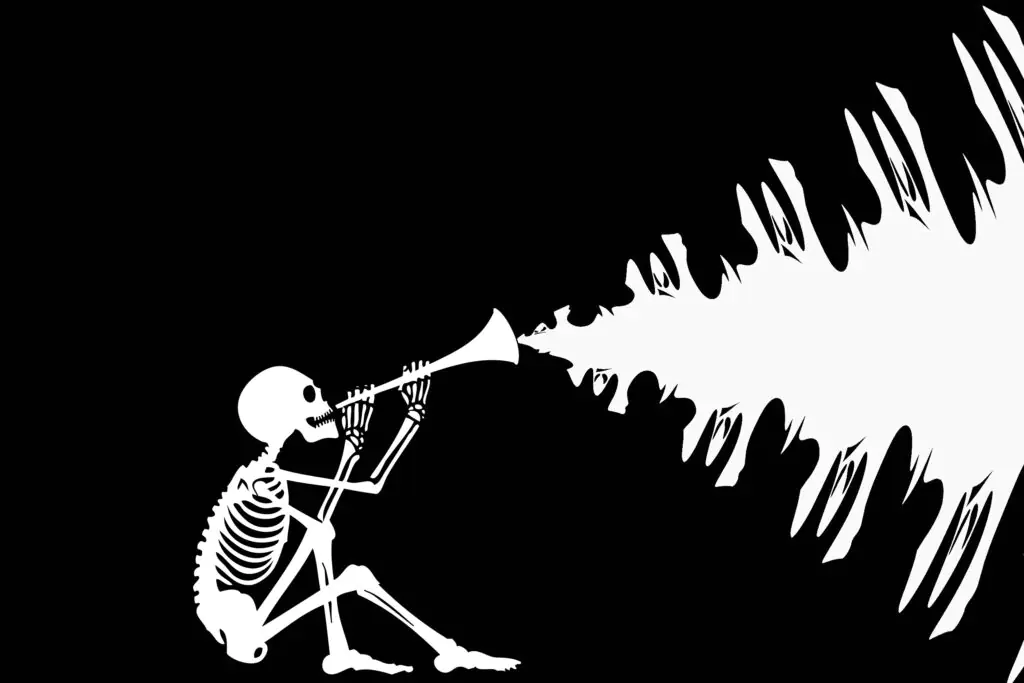 Horn Blowing Skeleton Halloween Printable Clip Art