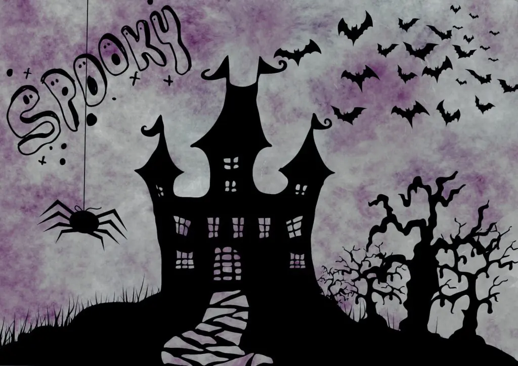 Purple Spooky House Free Printable