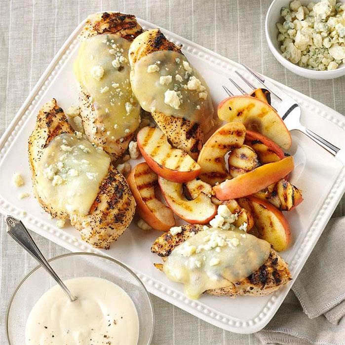 BBQ Chicken Alfredo with Grilled Apples