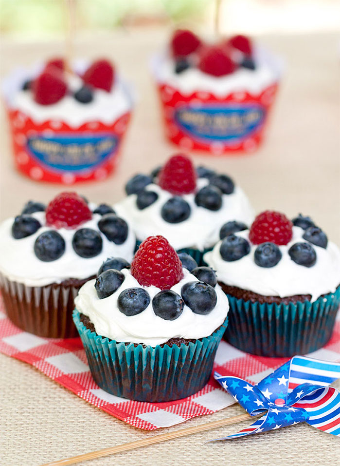 Berry Topped Fourth of July Cupcakes