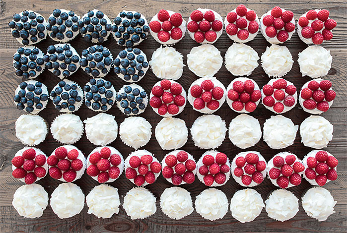Fruit Flag Fourth of July Cupcakes