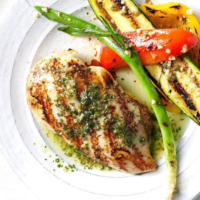 Grilled Chicken Breasts with Citrus Chimichurri Sauce