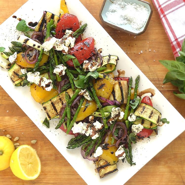 Grilled Vegetables with Goat Cheese & Reduced Balsamic Vinegar