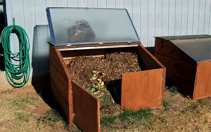 Recycled Shower Door Compost Bin