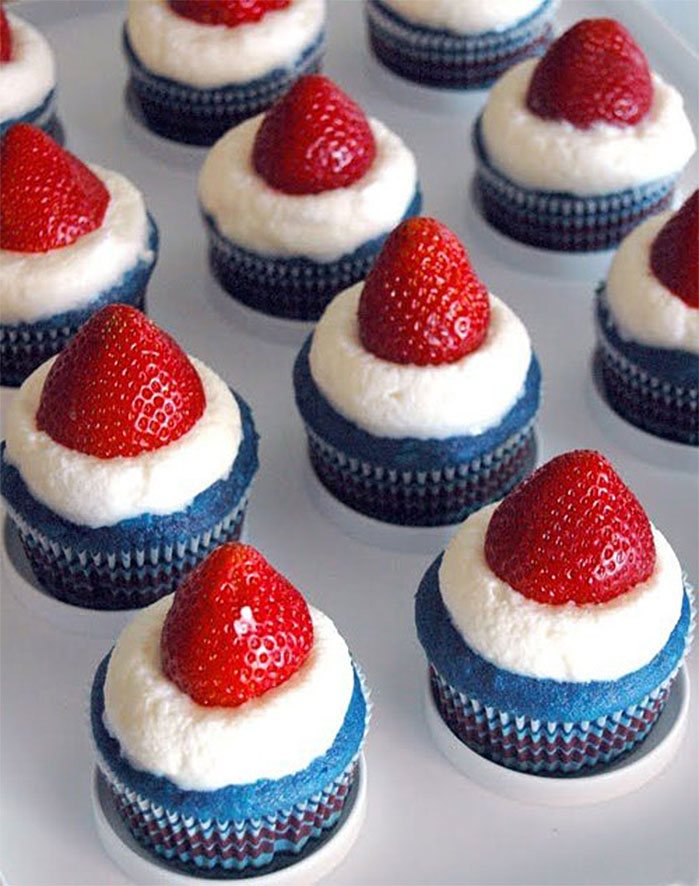 Red White and Blue Strawberry Cupcakes