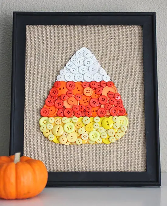 Candy Corn Buttons DIY Fall Wall Art