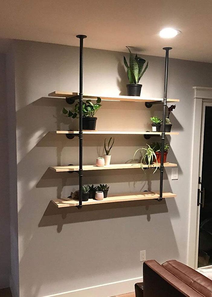 Ceiling Mounted Pipe Shelves