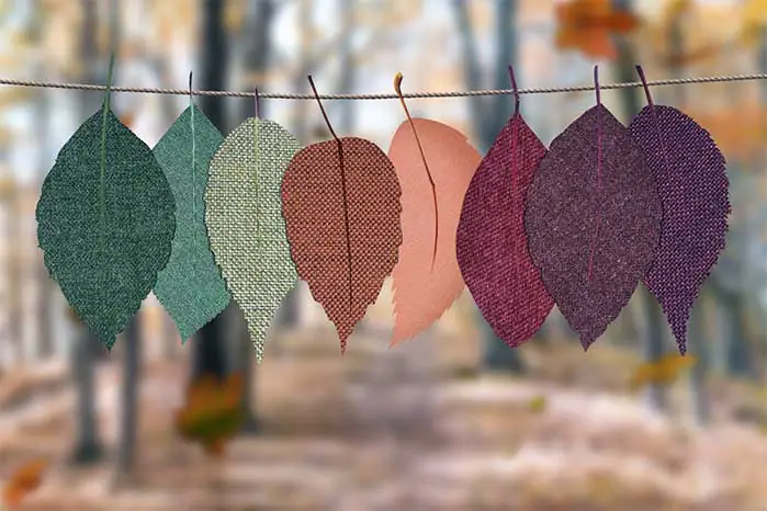 Cut Fabric Leaves on a String