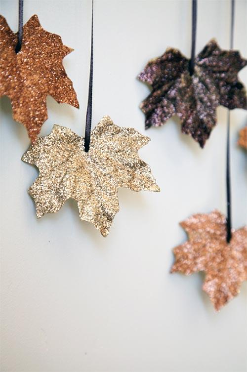 DIY Glittering Fallen Leaves Garland