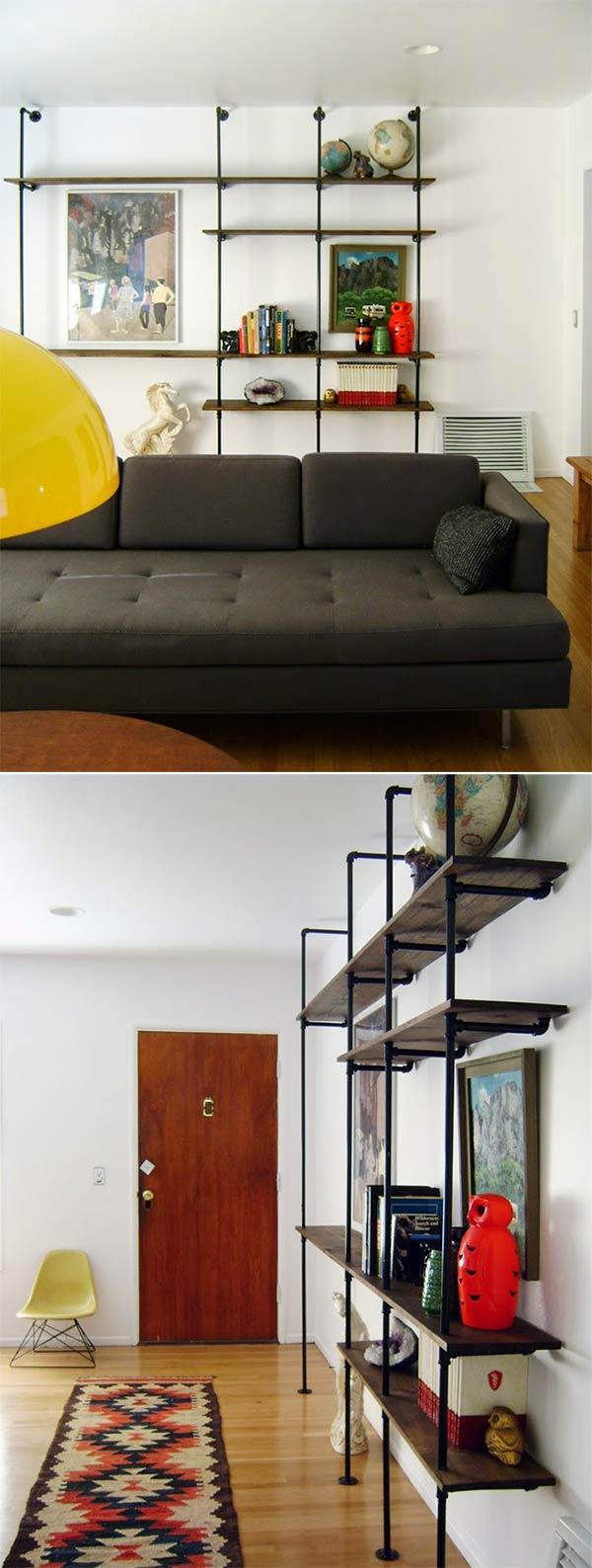 DIY Industrial Pipe Shelf Wall Unit