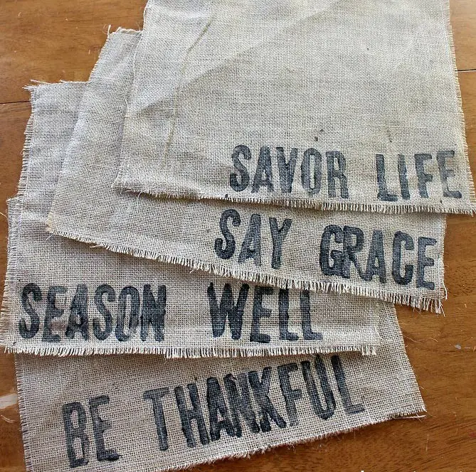 DIY Stamped Burlap Placemats