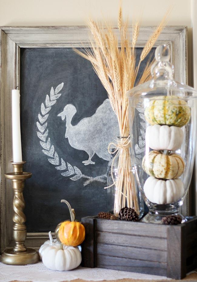 Framed Chalkboard Turkey DIY Fall Decor