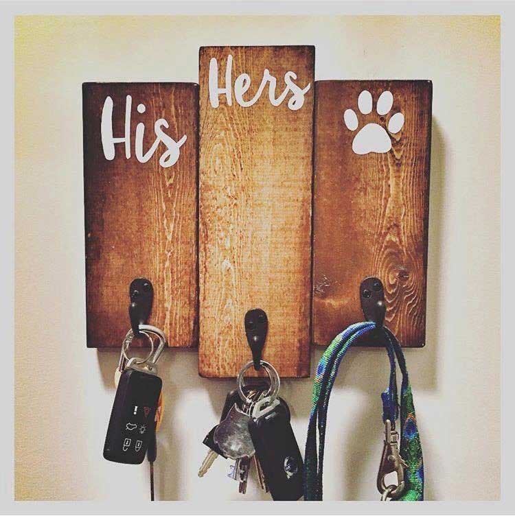 His, Hers & the Dog's Key & Leash Hooks