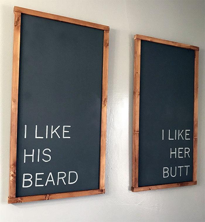 I Like His Beard | I Like Her Butt | His & Hers Personalized Chalkboards