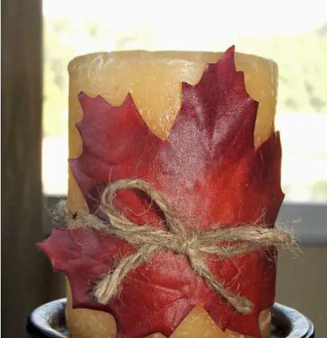 Maple Leaf Wrapped Candle