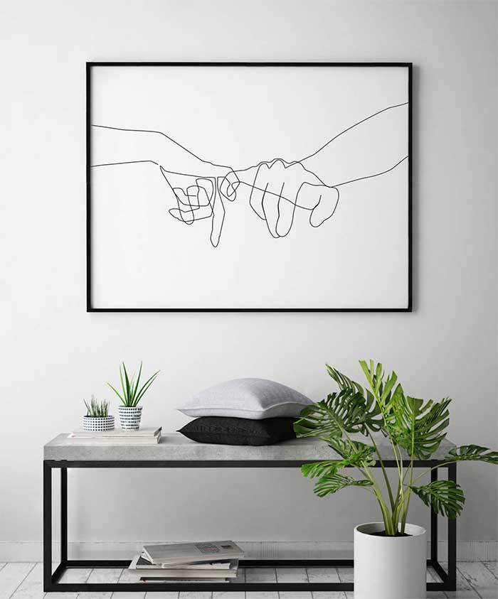 Pinky Swear Line Drawing Couple Art