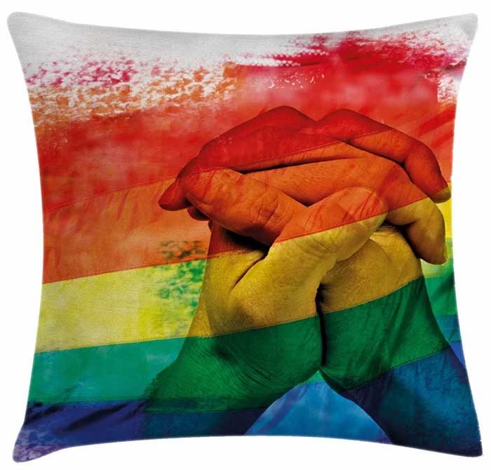 Pride Hands Romantic LGTB Rainbow Pillow