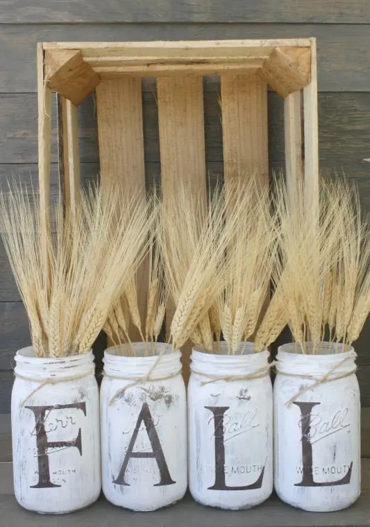 Rustic Fall Mason Jar Vases