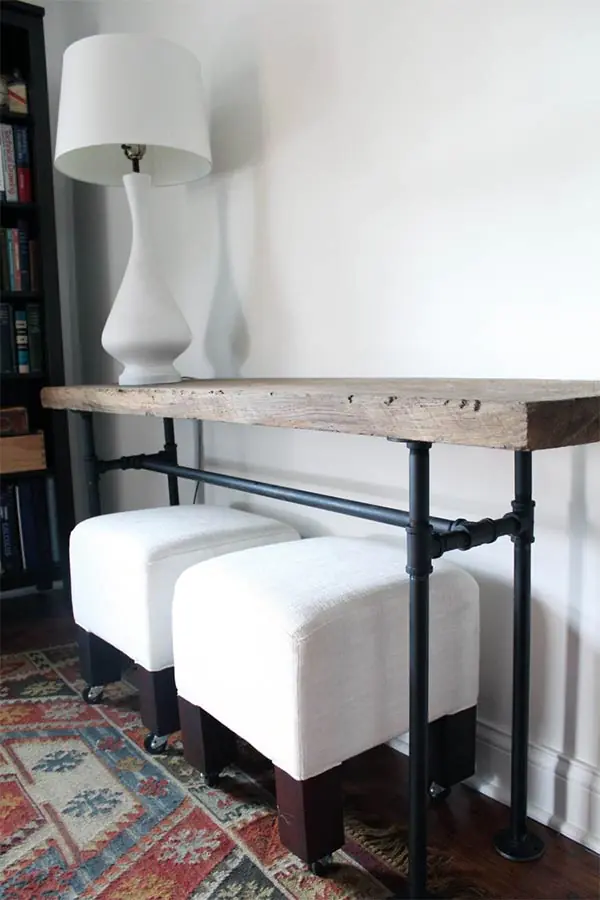 DIY Rustic Industrial Pipe Console Table