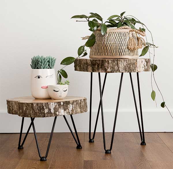 DIY Wood Slice & Hairpin Leg Accent Tables
