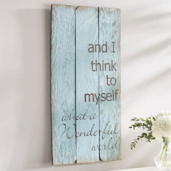 What a Wonderful World Rustic Wood Wall Plaque