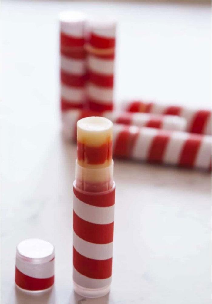 Candy Cane Lip Balm DIY Christmas Gifts