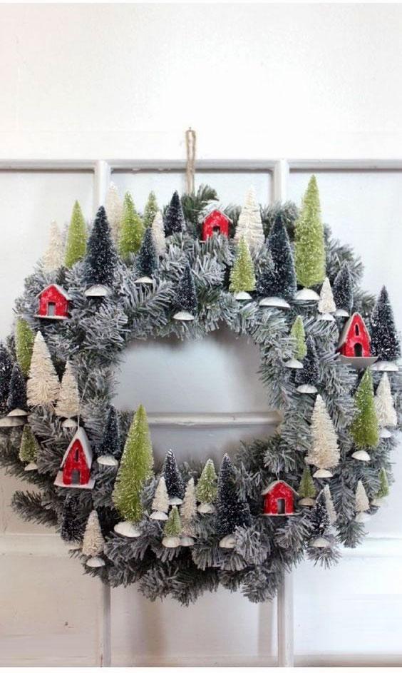 DIY Snow Village Wreath