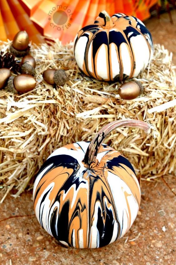Drip Painting No Carve Pumpkins