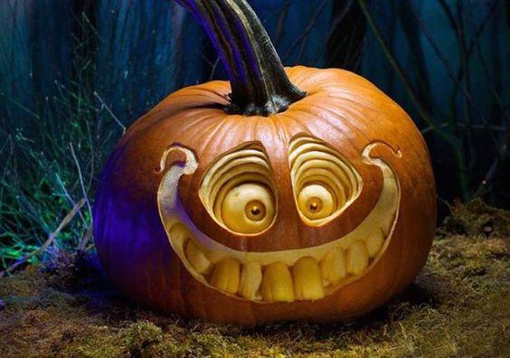 Goofy Face Smile Carved Pumpkin