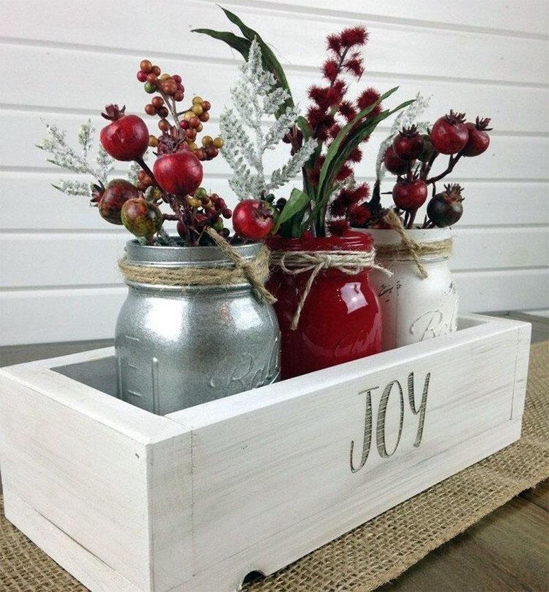 Joy Mason Jar Planter | DIY Christmas Decorations