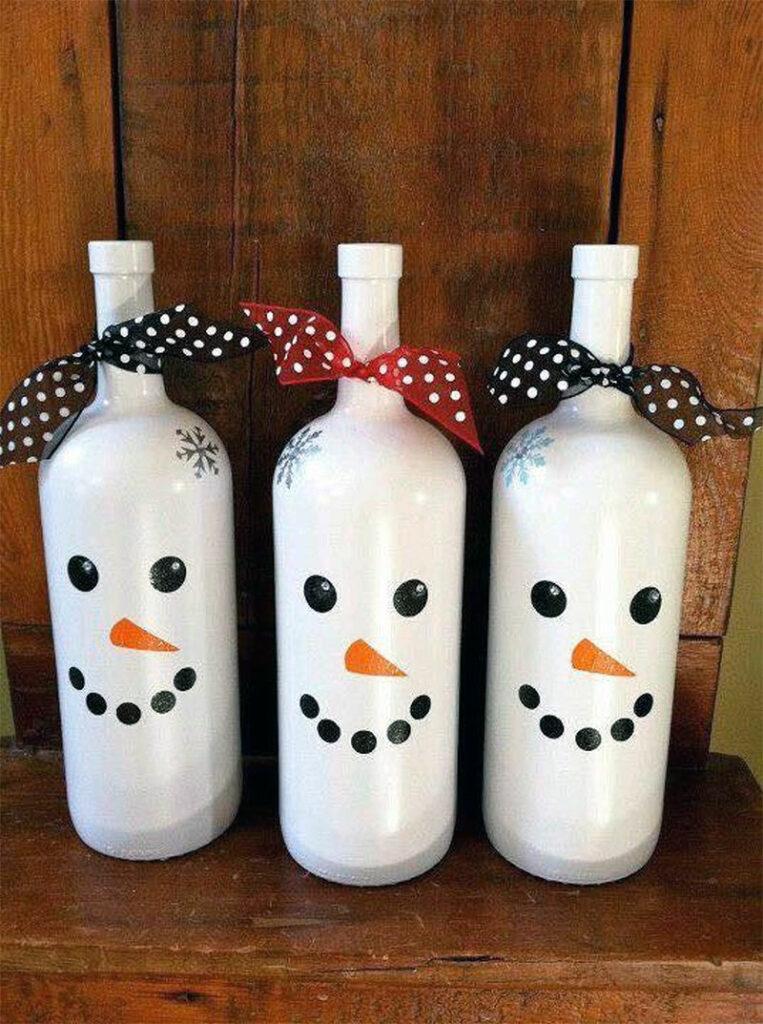 DIY Snowman Wine Bottles