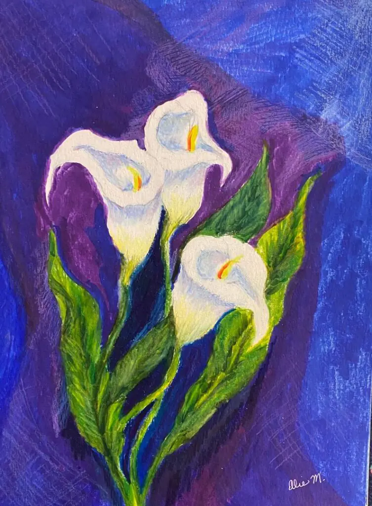 Calla Lilies Original Colored Drawing