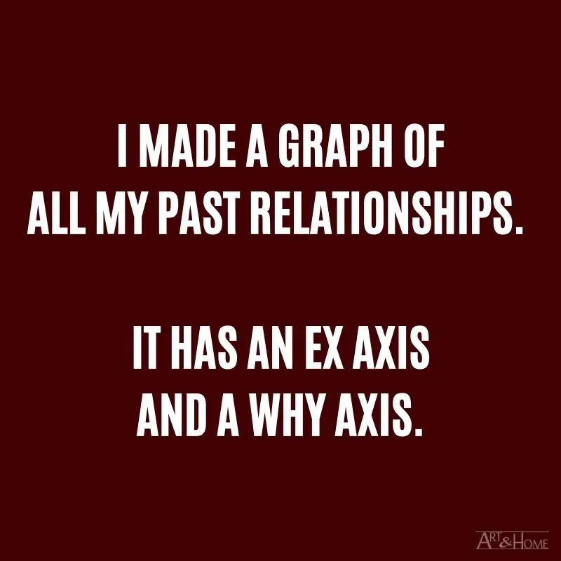 I made a graph of all my past relationships. It has an ex axis and a why axis.