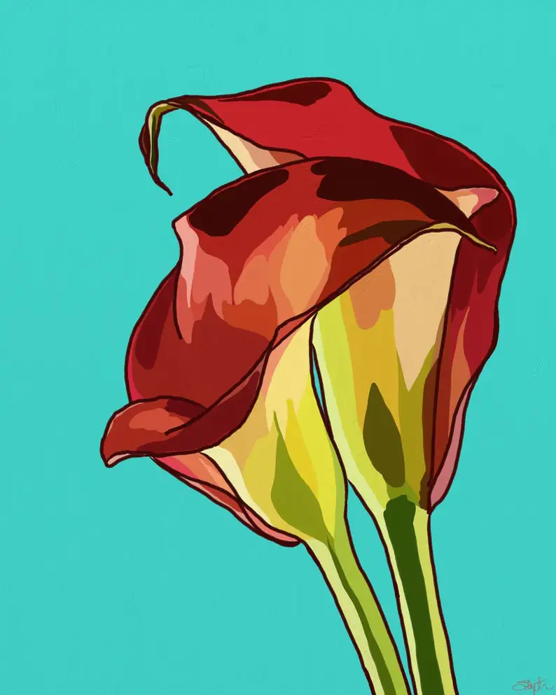 Red Calla Lily Digital Art Print