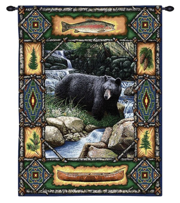 Bear Lodge | Rustic Tapestry Wall Hanging | 34 x 26