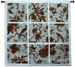 Floral Division Aqua/Brown | 41 x 44 | Woven Hanging Tapestry