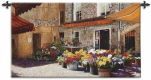 Flower Shop in Paris | 53" x 28" | Wall Tapestry