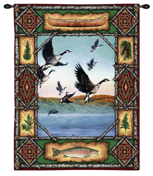 Geese Lodge | Rustic Tapestry Wall Hanging | 33 x 26