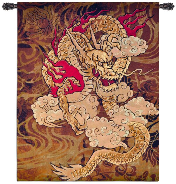 Golden Dragon | Asian Inspired Wall Tapestry | 67 x 53