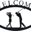 Golf Couple Large Wrought Iron Welcome Sign