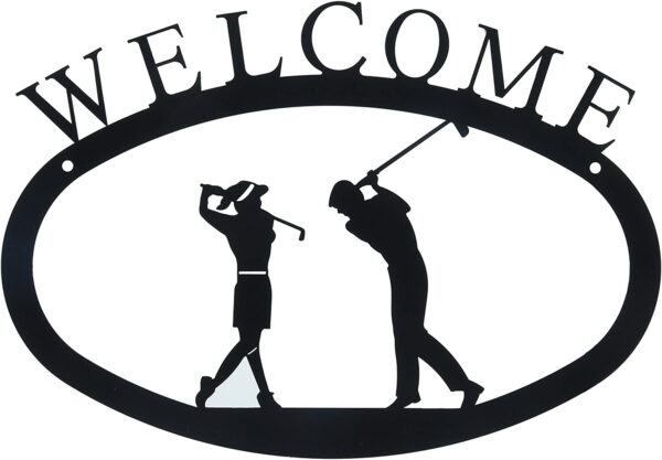 Golf Couple Large Wrought Iron Welcome Sign