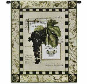 Grapes & Labels IV | 27" x 33" | Tapestry Wall Hanging