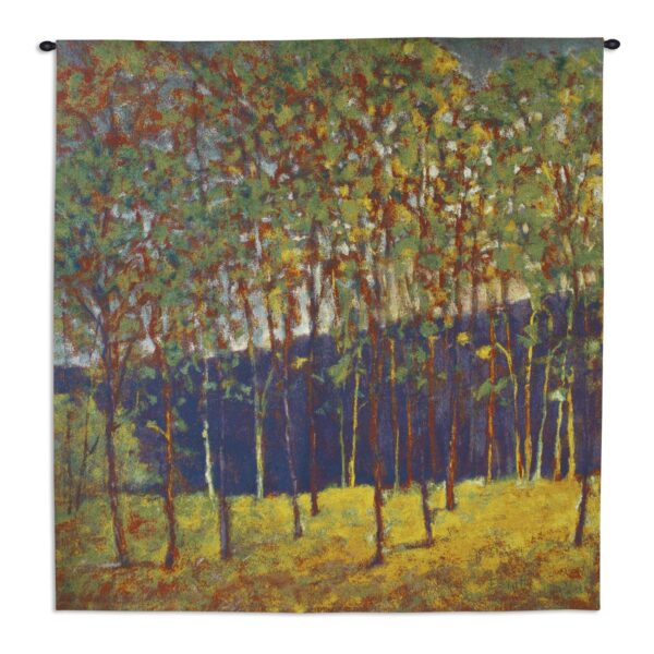 Green Gold Stand | Woven Landscape Art Tapestry | 53 x 53